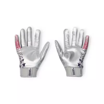 Under Armour Youth F9 Nitro USA Football Gloves - silver/navy