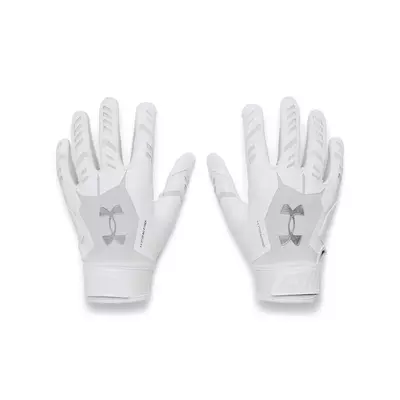 Under Armour F9 Pee Wee Receiver Football Gloves - White/Silver - white/silver