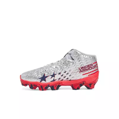 Under Armour Spotlight Hammer Jr "USA" Preschool Boys' Football Cleat - silver/navy