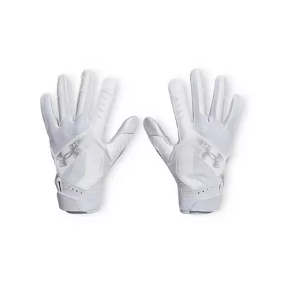 Under Armour Adult Blur Football Receiver Gloves - White/Silver - white/silver
