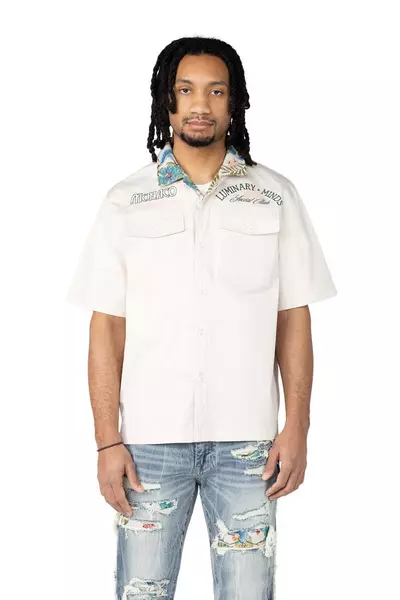 Smoke Rise Men's Monaco Tapestry Shirt - Chalk - off-white