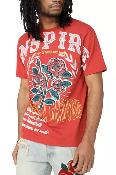 Smoke Rise Men's Roses Tandoori Tee - rust