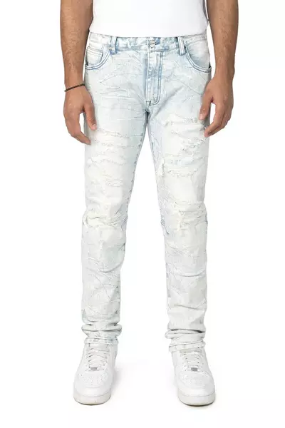 Smoke Rise Men's Brilliant Blue Slim Fit Denim Jeans - lt blue
