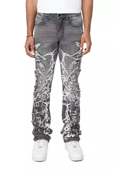 Smoke Rise Men's Dystopia Shibuya Slim Fit Denim Jeans - Black - black