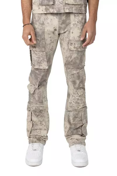 Smoke Rise Men's Solar Khaki Floral Denim Jeans - khaki