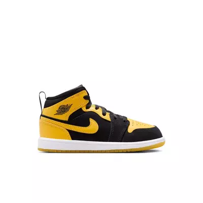 Jordan 1 Mid SE "Black/Varsity Maize/White" Preschool Boys' Shoe - yellow/black