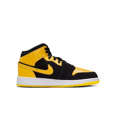 Jordan 1 Mid SE "Black/Varsity Maize/White" Grade School Boys' Shoe - yellow/black