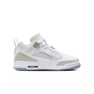 Jordan Spizike Low "White/Neutral Grey/Metallic Silver" Grade School Boys' Shoe - white/silver